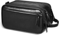 sithon toiletry bag for men and women - water resistant travel shaving dopp kit organizer with wet towel separation for cosmetic and bathroom toiletries - black logo