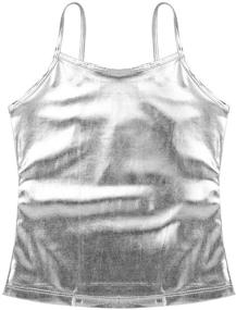 img 2 attached to YOOJIA Metallic Shoulder Camisole Gymnastic Girls' Clothing for Tops, Tees & Blouses