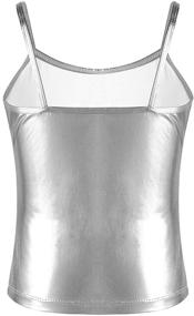img 3 attached to YOOJIA Metallic Shoulder Camisole Gymnastic Girls' Clothing for Tops, Tees & Blouses
