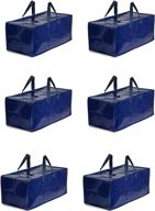 📦 earthwise extra large heavy duty reusable moving totes - pack of 6 - with zipper closure and carrying handles - compatible with ikea frakta hand carts boxes bin логотип