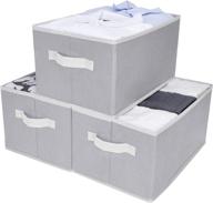 👵 organize your closets in style with granny says fabric storage closet organizer bins - large, gray/beige, 3-pack! logo