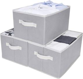 img 4 attached to 👵 Organize Your Closets in Style with GRANNY SAYS Fabric Storage Closet Organizer Bins - Large, Gray/Beige, 3-Pack!