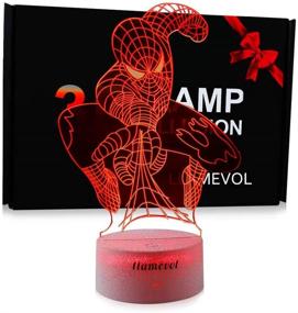 img 4 attached to 🕷️ Spiderman Night Light Toy: 3D Illusion Lamp, Perfect Superhero Christmas Gift or Birthday Present for Kids, Featuring Web Shooter and 7 Color Options