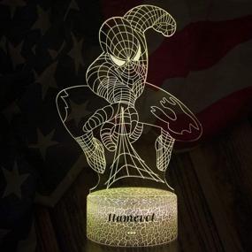 img 2 attached to 🕷️ Spiderman Night Light Toy: 3D Illusion Lamp, Perfect Superhero Christmas Gift or Birthday Present for Kids, Featuring Web Shooter and 7 Color Options