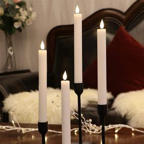 img 2 attached to 🕯️ 10" White Flameless Stripe Taper Candles: Set of 4, Timer, Remote, Batteries - Perfect for Dinner Tables, Weddings, and More!