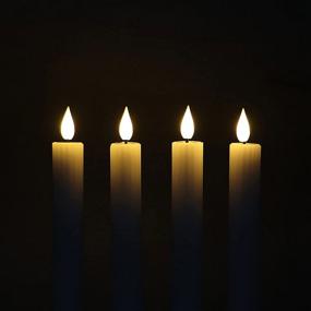 img 3 attached to 🕯️ 10" White Flameless Stripe Taper Candles: Set of 4, Timer, Remote, Batteries - Perfect for Dinner Tables, Weddings, and More!