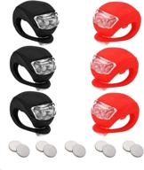 bike light set - front and rear silicone led bicycle lights (6pcs) - waterproof & safety road, mountain bike lights - includes 10 extra batteries logo