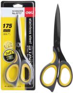 🔪 deli 2 pack multi-purpose cutting scissors with adhesive-resistant blade, ergonomic anti-rust design, durable craft scissors set, soft grip handles logo