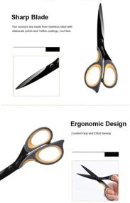 img 1 attached to 🔪 Deli 2 Pack Multi-Purpose Cutting Scissors with Adhesive-Resistant Blade, Ergonomic Anti-Rust Design, Durable Craft Scissors Set, Soft Grip Handles