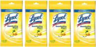 lysol lemon scent disinfecting wipes 15ct - resealable travel pouch (4 pack) logo