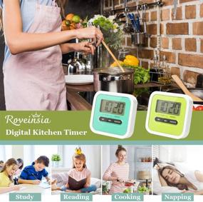 img 3 attached to 🕒 2 Pack Kitchen Timer by Roveinsia - Digital Count Up & Countdown Timers with Memory Function, Large LCD Display, Loud Alarm, Magnetic Backing, Stand, Clip - Ideal for Cooking, Classroom, Bathroom