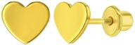 💖 adorable gold plated heart screw back earrings for babies, infants, and toddlers – charming love heart design for girls – delicate & lightweight kids' jewelry logo