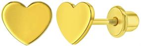 img 4 attached to 💖 Adorable Gold Plated Heart Screw Back Earrings for Babies, Infants, and Toddlers – Charming Love Heart Design for Girls – Delicate & Lightweight Kids' Jewelry