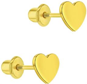 img 3 attached to 💖 Adorable Gold Plated Heart Screw Back Earrings for Babies, Infants, and Toddlers – Charming Love Heart Design for Girls – Delicate & Lightweight Kids' Jewelry