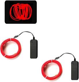 img 4 attached to 🎉 Party-ready: El Wire Red 2 Pack 164ft/5M Neon Glow Rope Light with Battery Pack for Vibrant Parties and Halloween Decorations