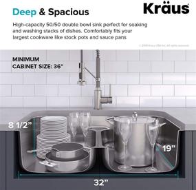 img 1 attached to 🚰 Kraus KBU32 Premier Kitchen Sink: Stainless Steel Double Bowl Perfection