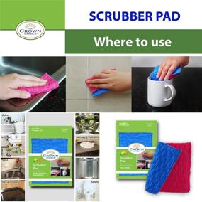 img 2 attached to 🧽 The Ultimate Non-Scratch Dish Cloth Scrubber Sponge for Effective Dishwashing, paired with The Crown Choice Non-Scratch Heavy Duty Scouring Pad Set or Pot Scrubber Pads (9 Piece Bundle)