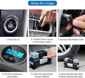 img 3 attached to 🚗 Luckybay Portable Air Compressor Tire Inflator: 12V DC Heavy Duty Auto Pump with Gauge, LED Light - Ideal for Car, SUV Tires, Dinghy, Air Bed, and More Inflatables - 150Psi