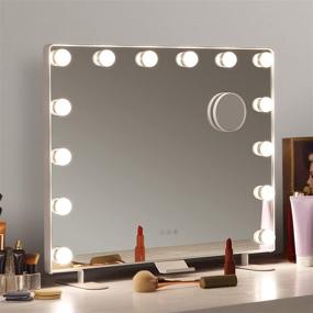 img 4 attached to 💄 20x24 Inch FRALIMK Hollywood Vanity Mirror with Lights - Tabletop or Wall Mounted Makeup Mirror with 14 Dimmer 3-Color Bulbs. Large Vanity Mirror featuring 2 USB Ports and Phone Holder included.