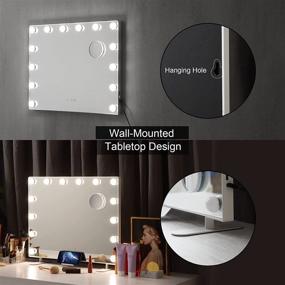 img 3 attached to 💄 20x24 Inch FRALIMK Hollywood Vanity Mirror with Lights - Tabletop or Wall Mounted Makeup Mirror with 14 Dimmer 3-Color Bulbs. Large Vanity Mirror featuring 2 USB Ports and Phone Holder included.