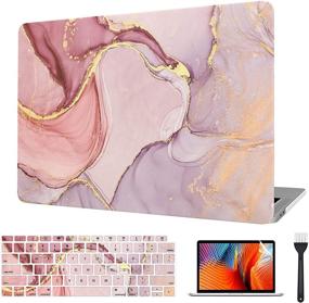 img 4 attached to VAESIDA MacBook Air 13 Inch Case 2010-2017, Marble Embossed Laptop Case & Keyboard Cover & Screen Protector, Compatible with Mac Air 13 Old Ver No Touch ID, Pink Gold Marble