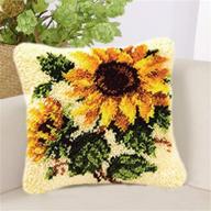 lapatain diy throw pillow cover latch hook kit - needlework crochet for great family - 15.7x15.7inch (sunflower) - hand crafted cushion cover logo