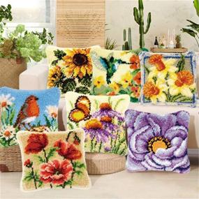 img 2 attached to LAPATAIN DIY Throw Pillow Cover Latch Hook Kit - Needlework Crochet for Great Family - 15.7X15.7inch (Sunflower) - Hand Crafted Cushion Cover
