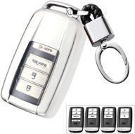🔑 royalfox(tm) upgraded 2 3 4 buttons tpu 360 protection smart remote key fob case cover for acura rlx rdx mdx ilx tlx plx nsx, with key chain - silver (not suitable for engine hold) logo