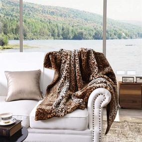 img 4 attached to 🐆 Leopard Faux Fur Throw Blanket - Super Soft 50"x70" Bed Blanket, Reversible & Warm with Flannel Fleece, Fuzzy Printed Blanket