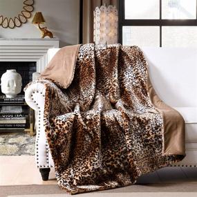 img 3 attached to 🐆 Leopard Faux Fur Throw Blanket - Super Soft 50"x70" Bed Blanket, Reversible & Warm with Flannel Fleece, Fuzzy Printed Blanket
