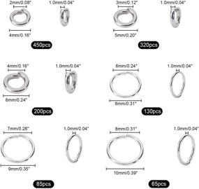 img 2 attached to 🔗 PH PandaHall 1000 Pcs 304 Stainless Steel Open Jump Rings - O Ring Diameter 4mm 5mm 6mm 8mm 9mm 10mm - High-Quality 18-Gauge Wire for Earring Bracelet Necklace Pendant - Jewelry DIY Craft Making Essential