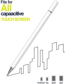 img 2 attached to 🖊️ LIBERRWAY Stylus Pen: Dual-function Disc and Fiber Tip with Magnetic Cap, Universal Compatibility for Touch Screens - White