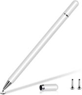 🖊️ liberrway stylus pen: dual-function disc and fiber tip with magnetic cap, universal compatibility for touch screens - white logo
