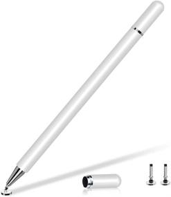 img 4 attached to 🖊️ LIBERRWAY Stylus Pen: Dual-function Disc and Fiber Tip with Magnetic Cap, Universal Compatibility for Touch Screens - White