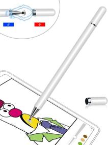 img 3 attached to 🖊️ LIBERRWAY Stylus Pen: Dual-function Disc and Fiber Tip with Magnetic Cap, Universal Compatibility for Touch Screens - White