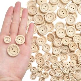 img 2 attached to ATPWONZ Handmade with Love Wooden Buttons: 200 Pieces of 15mm, 20mm, and 25mm Round Shape, Ideal for Sewing and Crafting Decorations