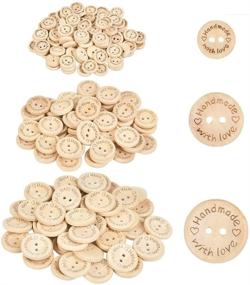 img 4 attached to ATPWONZ Handmade with Love Wooden Buttons: 200 Pieces of 15mm, 20mm, and 25mm Round Shape, Ideal for Sewing and Crafting Decorations