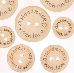 img 1 attached to ATPWONZ Handmade with Love Wooden Buttons: 200 Pieces of 15mm, 20mm, and 25mm Round Shape, Ideal for Sewing and Crafting Decorations