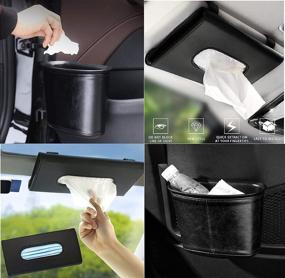 img 1 attached to 🚗 Convenient Car Trash Can with Tissue Box Holder - CHEINWIMD Set