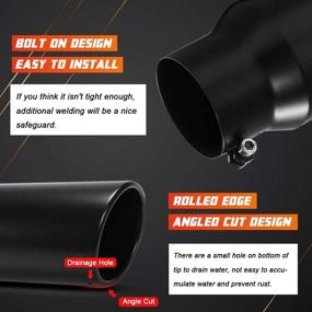 img 2 attached to 🚗 Apeixoto 3 Inch Black Diesel Exhaust Tip - 3" x 4" x 12" Black Inlet Tailpipe Tip with Bolt/Clamp On Design, 3" ID