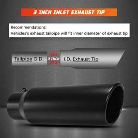 img 3 attached to 🚗 Apeixoto 3 Inch Black Diesel Exhaust Tip - 3" x 4" x 12" Black Inlet Tailpipe Tip with Bolt/Clamp On Design, 3" ID