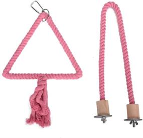 img 3 attached to 🐦 QBLEEV Bird Cage Rope Stands - Conure Parrot Perches, Swing Toys, and Play Set - Birdcage Playground Play Gym Accessories for Parakeet, Cockatiels, Lovebirds, African Grey (Cage not Included)