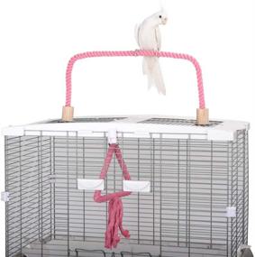 img 4 attached to 🐦 QBLEEV Bird Cage Rope Stands - Conure Parrot Perches, Swing Toys, and Play Set - Birdcage Playground Play Gym Accessories for Parakeet, Cockatiels, Lovebirds, African Grey (Cage not Included)