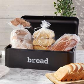 img 2 attached to Stylish and Spacious Black Bread Box for Kitchen Counter - Keep Your Fresh Baked Goods Fresh with this Large Bread Bin!