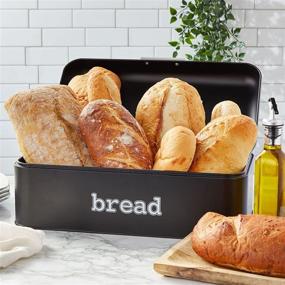 img 3 attached to Stylish and Spacious Black Bread Box for Kitchen Counter - Keep Your Fresh Baked Goods Fresh with this Large Bread Bin!