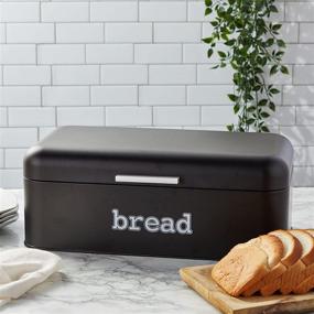 img 1 attached to Stylish and Spacious Black Bread Box for Kitchen Counter - Keep Your Fresh Baked Goods Fresh with this Large Bread Bin!