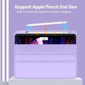 img 4 attached to 🔮 ZryXal iPad Pro 11 Inch Case 2021(3rd Gen)/2020(2nd Gen) with Pencil Holder, Smart iPad Cover [Touch ID & Auto Wake/Sleep] + 2nd Gen Pencil Charging (Clove Purple)