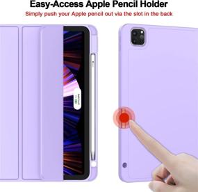 img 3 attached to 🔮 ZryXal iPad Pro 11 Inch Case 2021(3rd Gen)/2020(2nd Gen) with Pencil Holder, Smart iPad Cover [Touch ID & Auto Wake/Sleep] + 2nd Gen Pencil Charging (Clove Purple)