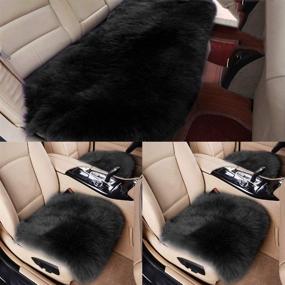 img 4 attached to Big Ant Sheepskin Seat Covers Full Set: Authentic Australian Soft Wool Cushions for Ultimate Winter Protection - Universal Fit Car Seat Pad & Cover Combo
