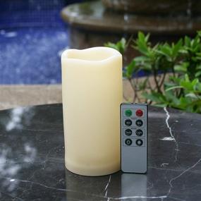 img 3 attached to 🕯️ Waterproof Outdoor Flameless LED Pillar Candle | Remote Controlled Timer | Battery Operated Flickering Decorative Fake Candle | Perfect for Festivals, Celebrations, Weddings, Parties | Gift Choice | 3”x 6”